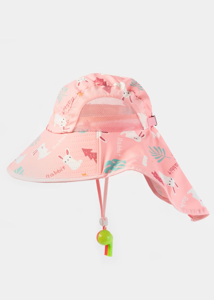 Pink Kids Bucket Hat w/ Neck Protector - Image 2