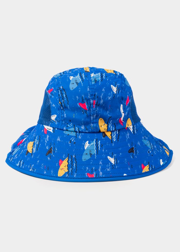Blue Kids Bucket Hat w/ Neck Protector - Image 4