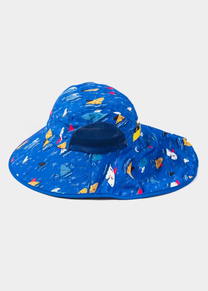 Blue Kids Bucket Hat w/ Neck Protector - Image 2