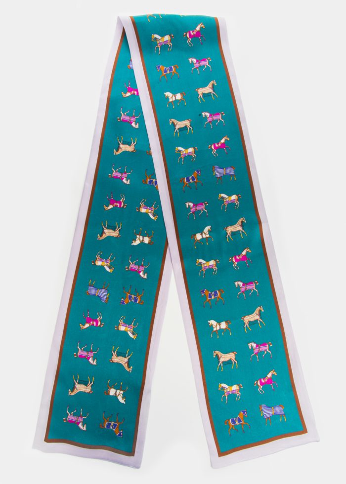 Horses Print Silk Scarf - Image 2