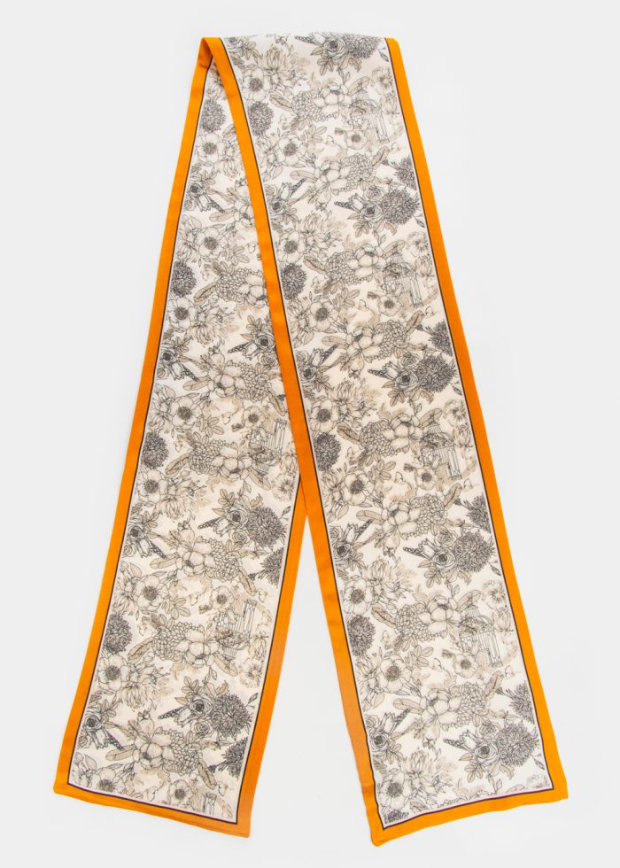 Flowers Print Silk Scarf - Image 3