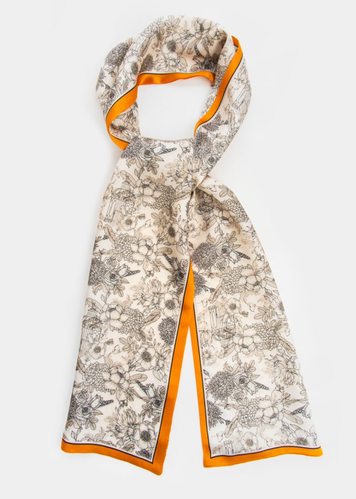 Flowers Print Silk Scarf - Image 2