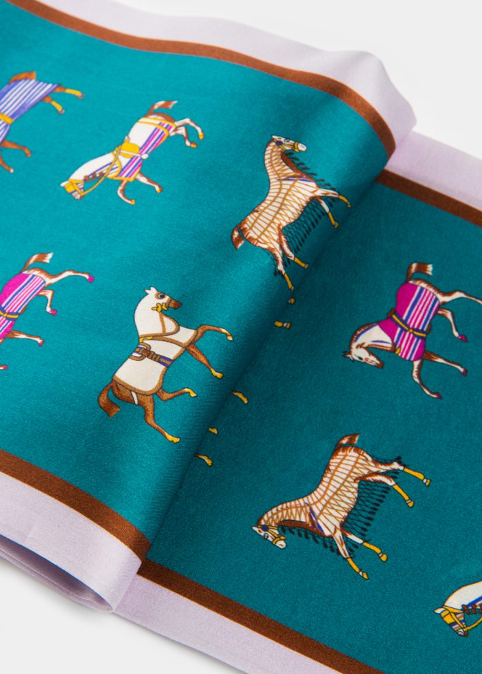 Horses Print Silk Scarf - Image 3