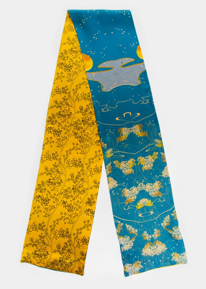 Flowers Print Silk Scarf - Image 2