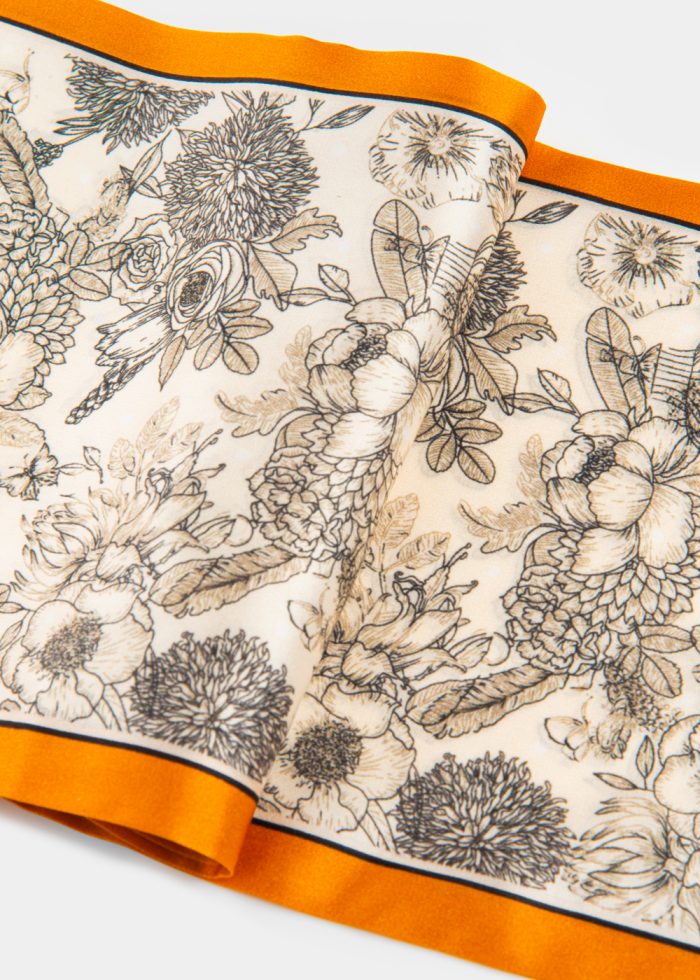 Flowers Print Silk Scarf - Image 4