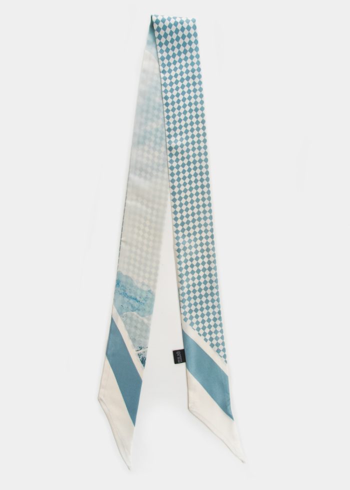 Checkered Print Silk Scarf - Image 3