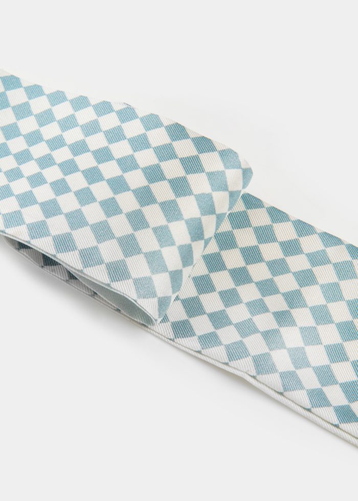 Checkered Print Silk Scarf - Image 4