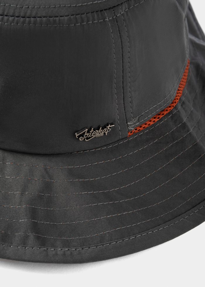 Grey Active Bucket Hat w/ Orange Details - Image 3