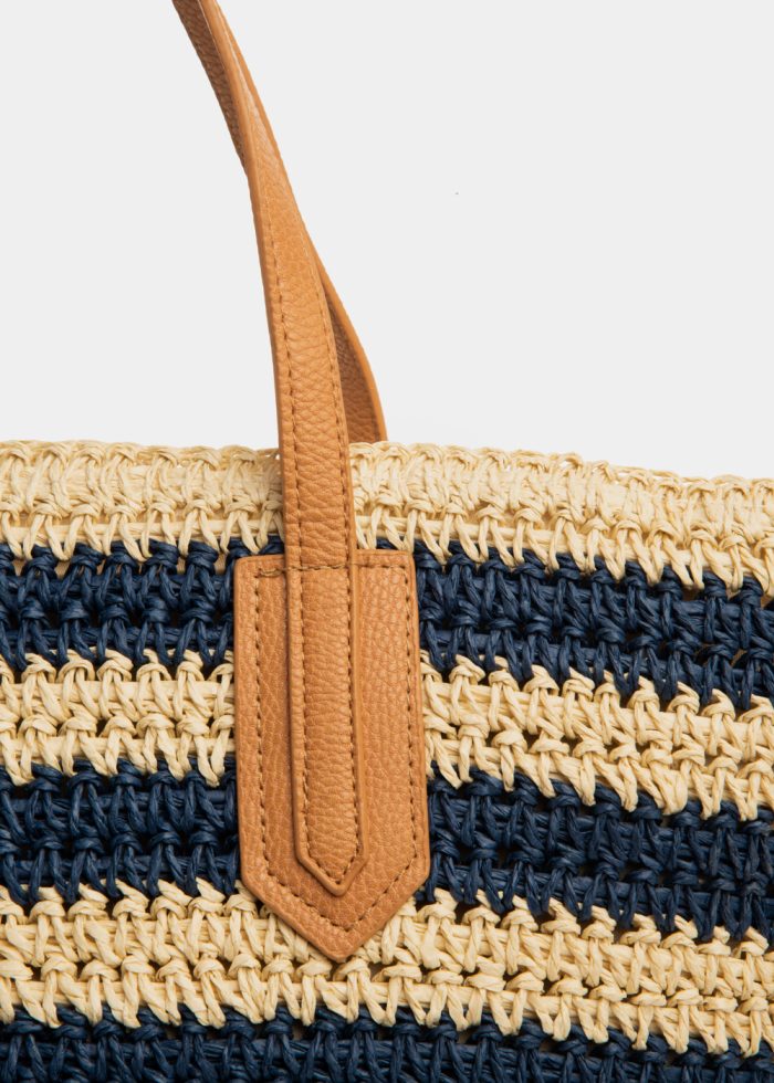 Striped Beach Bag w/ Leatherette Handles - Image 2