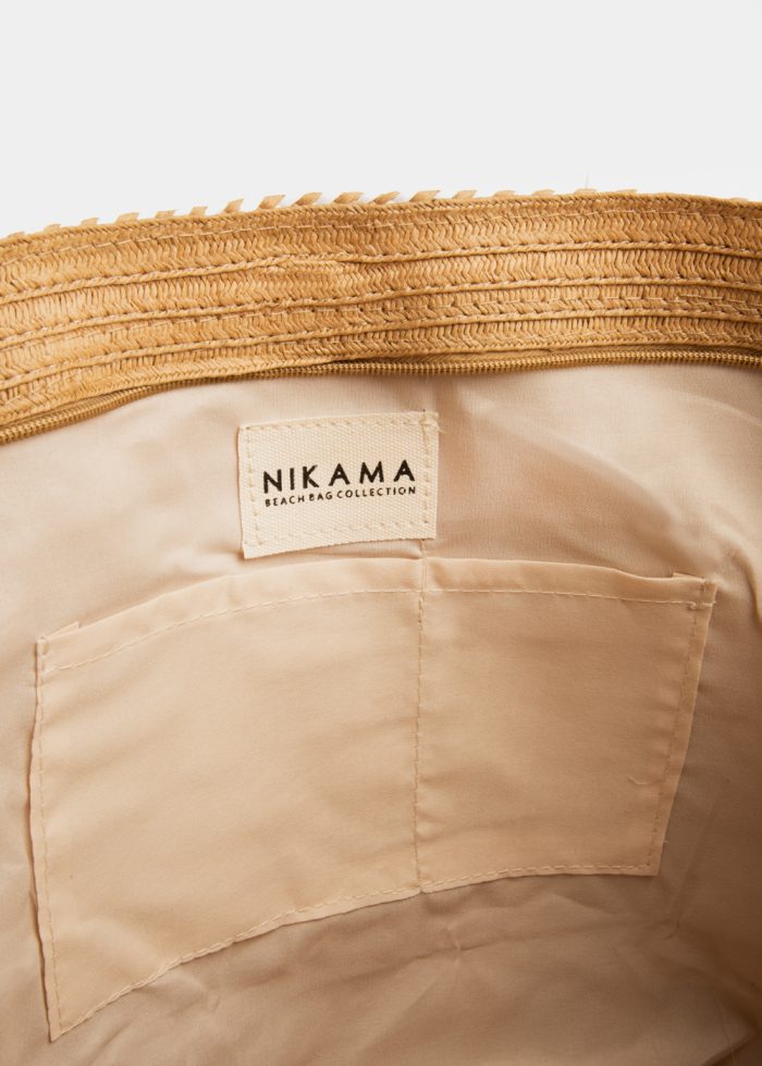 Cotton & Paper Straw Beach Bag w/ Leatherette Handles - Image 3