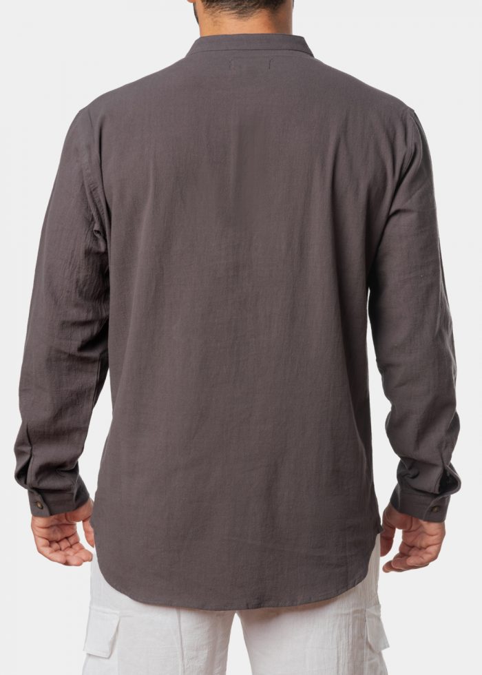 Grey mandarin shirt w/ long sleeve - Image 4