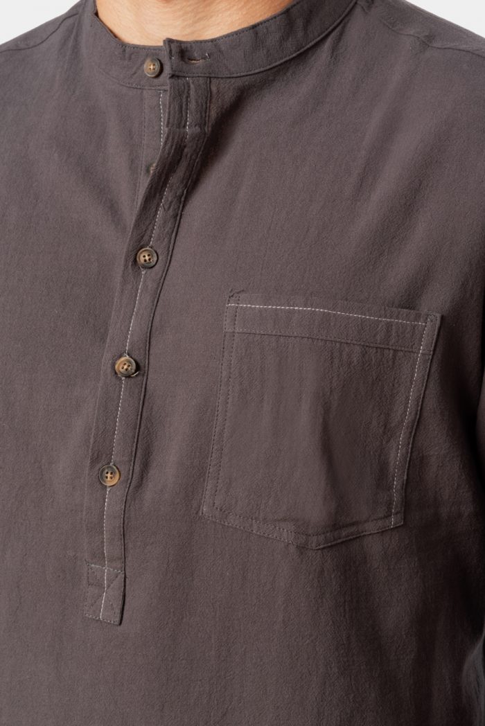 Grey mandarin shirt w/ long sleeve - Image 5