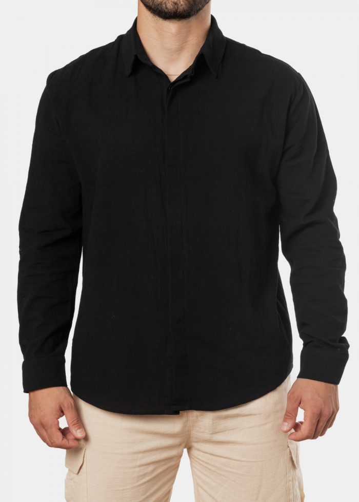Black cotton summer shirt - Image 2