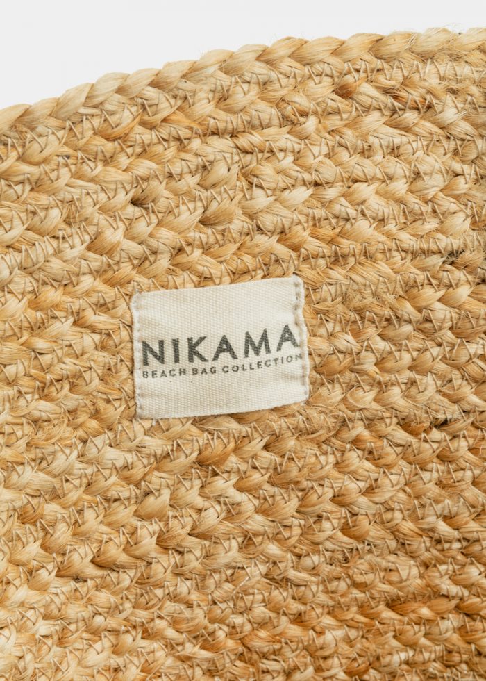 Big Jute Beach Bag w/ Black Leatherette Handles - Image 3