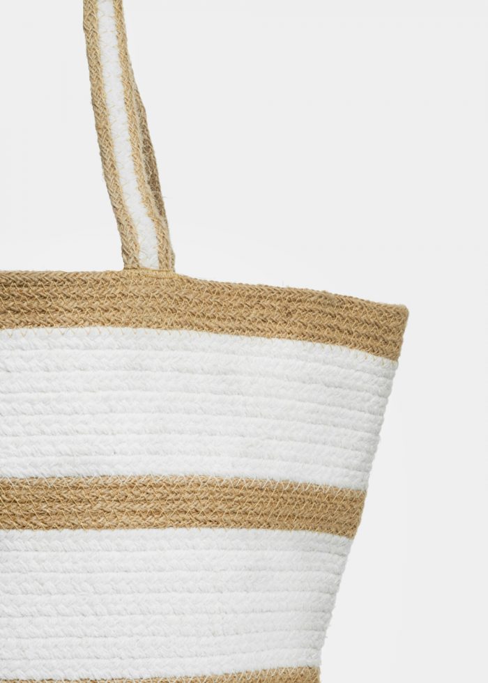 Jute & Cotton Striped Beach Bag - Image 3