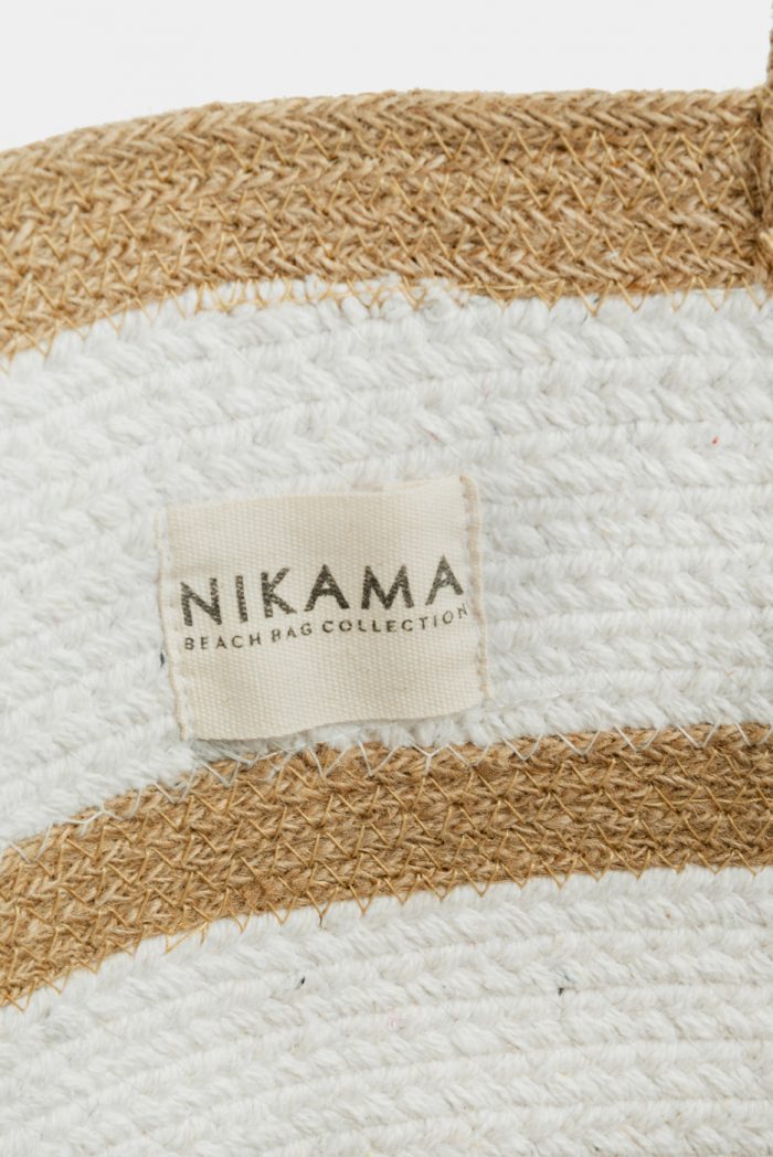 Jute & Cotton Striped Beach Bag - Image 4