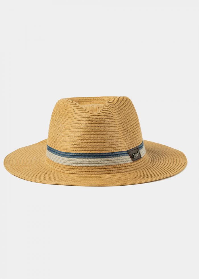 Brown Panama Style hat w/ coloured & leather details - Image 3