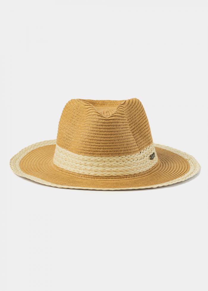 Brown Panama Style hat w/ braided details - Image 2