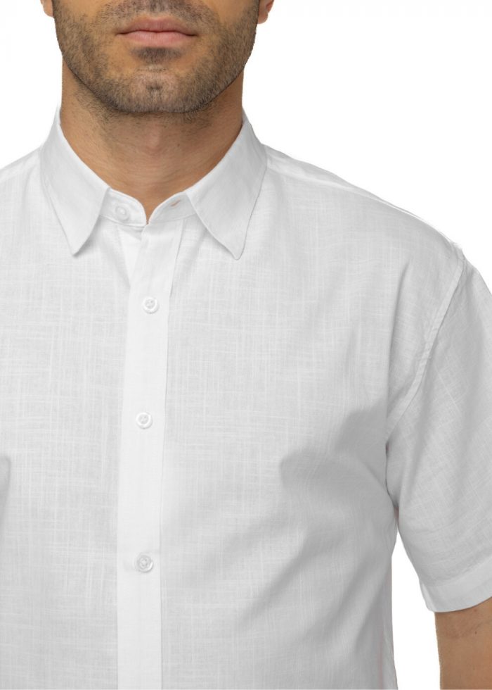 100% Cotton White Shirt w/ Short Sleeves - Image 3