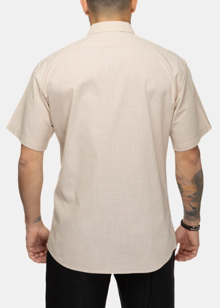 100% Cotton Beige Shirt w/ Short Sleeves - Image 2