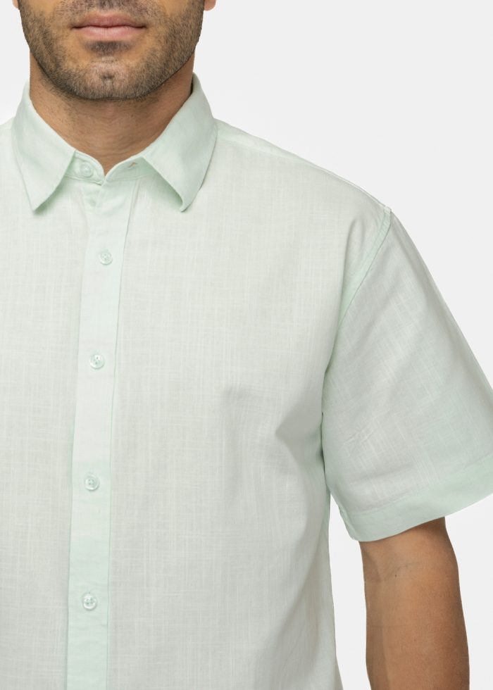 100% Cotton Light Green Shirt w/ Short Sleeves - Image 3