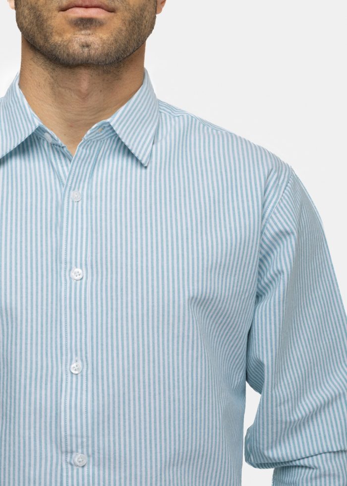 100% Cotton Mint Striped Shirt - Image 3