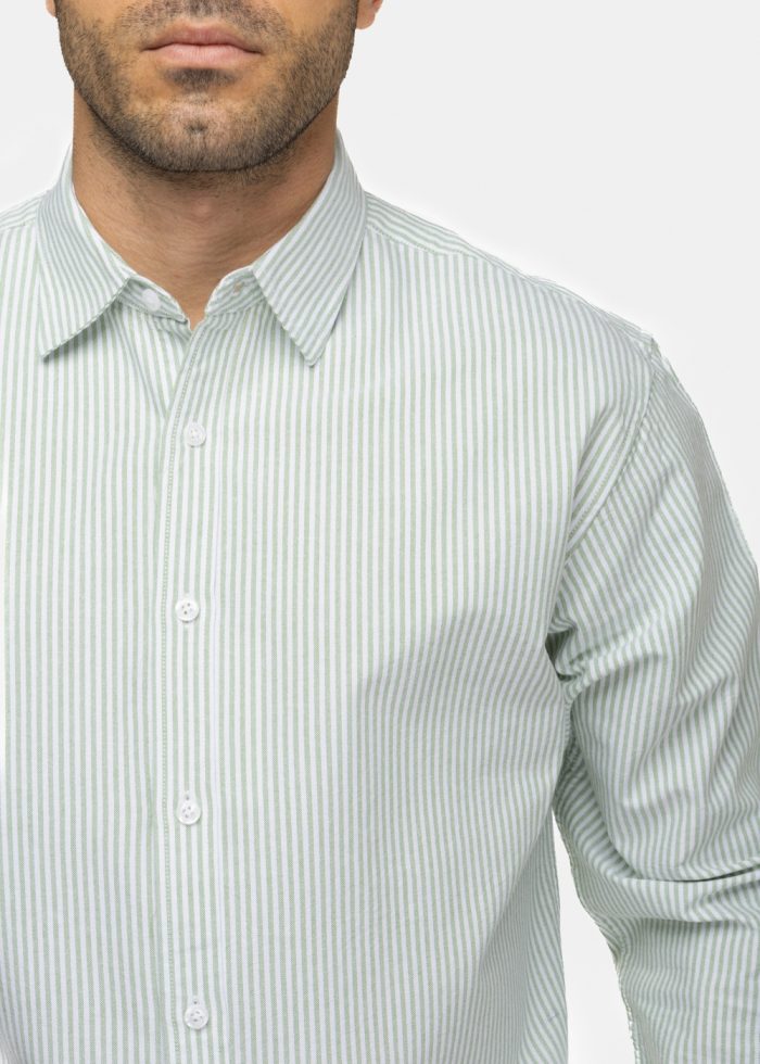 100% Cotton Lime Striped Shirt - Image 3