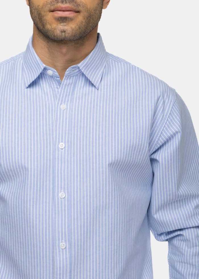 100% Cotton Light Blue Striped Shirt - Image 3