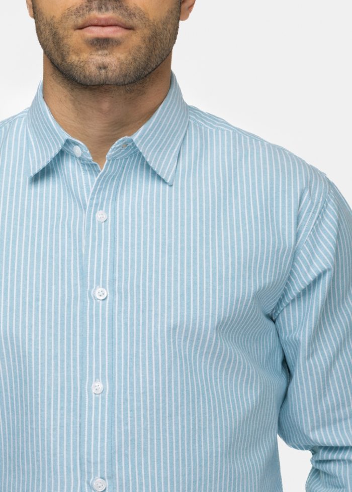 100% Cotton Green Striped Shirt - Image 3