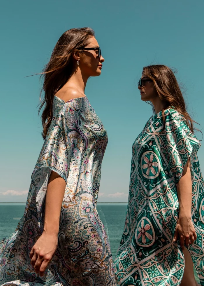 Butterfly Satin Dress w/ Tiles Pattern - Image 2