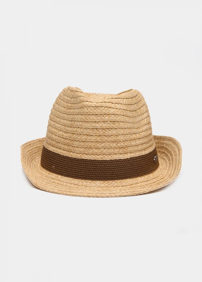 Raffia Fedora with Brown Detail - Image 2