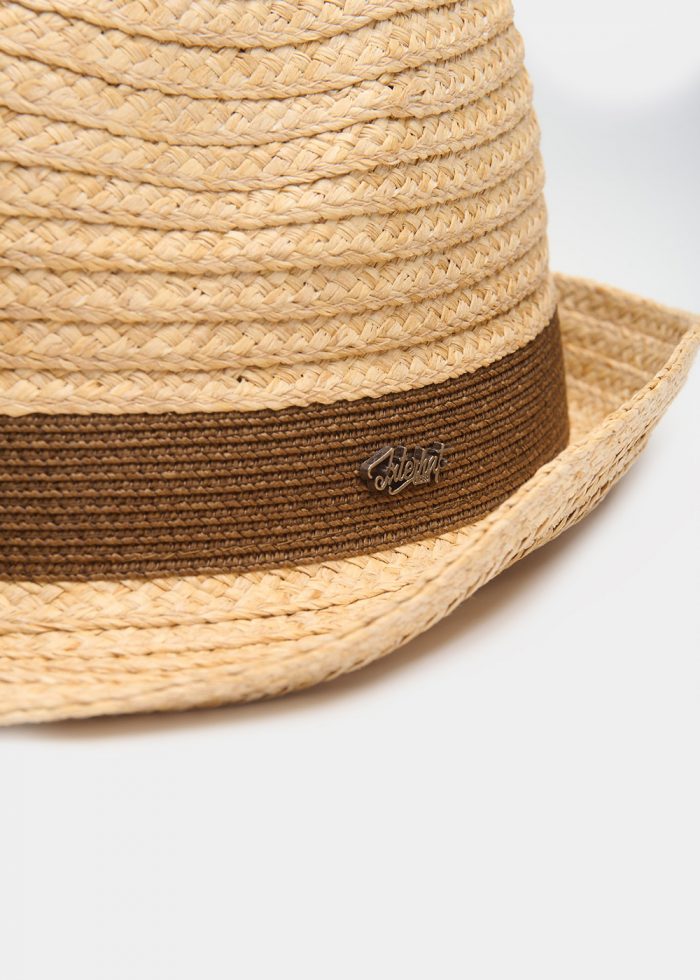 Raffia Fedora with Brown Detail - Image 3