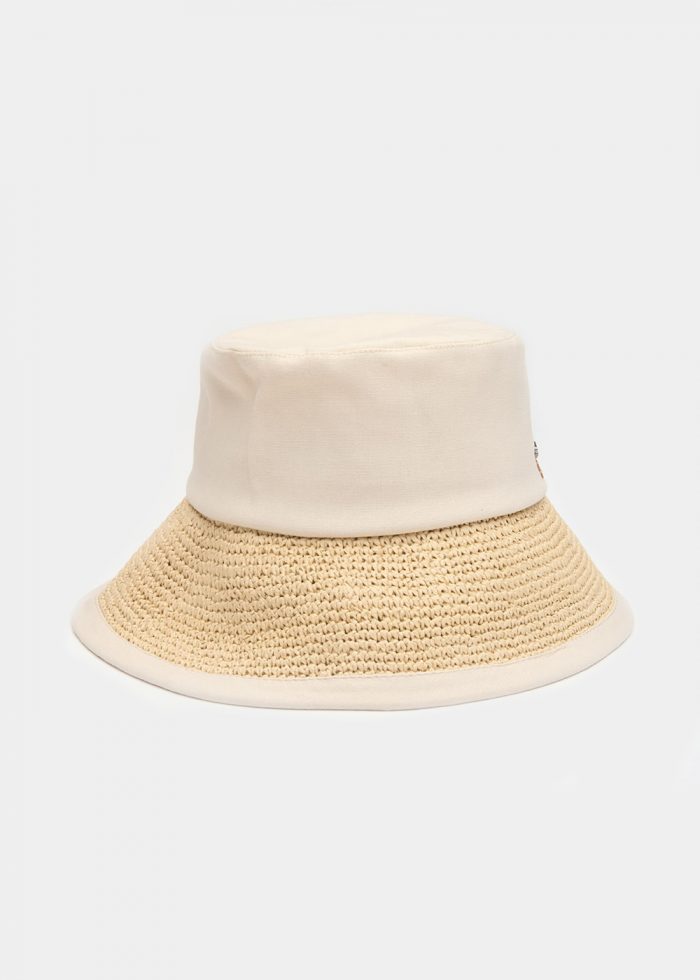 Ecru Bucket Cotton & Straw Hat - Image 4