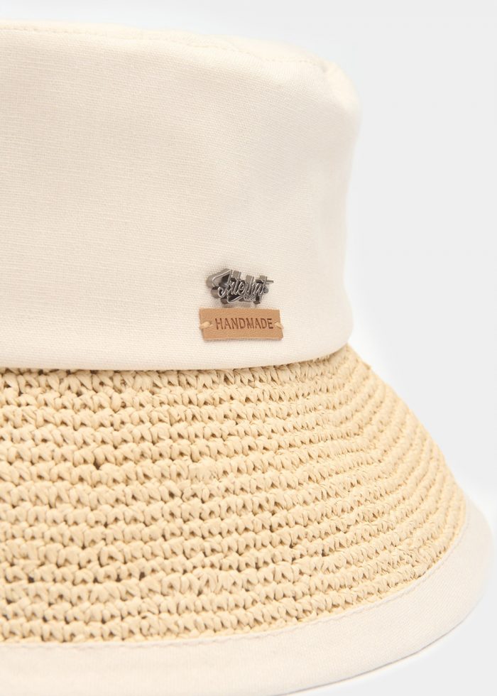 Ecru Bucket Cotton & Straw Hat - Image 5