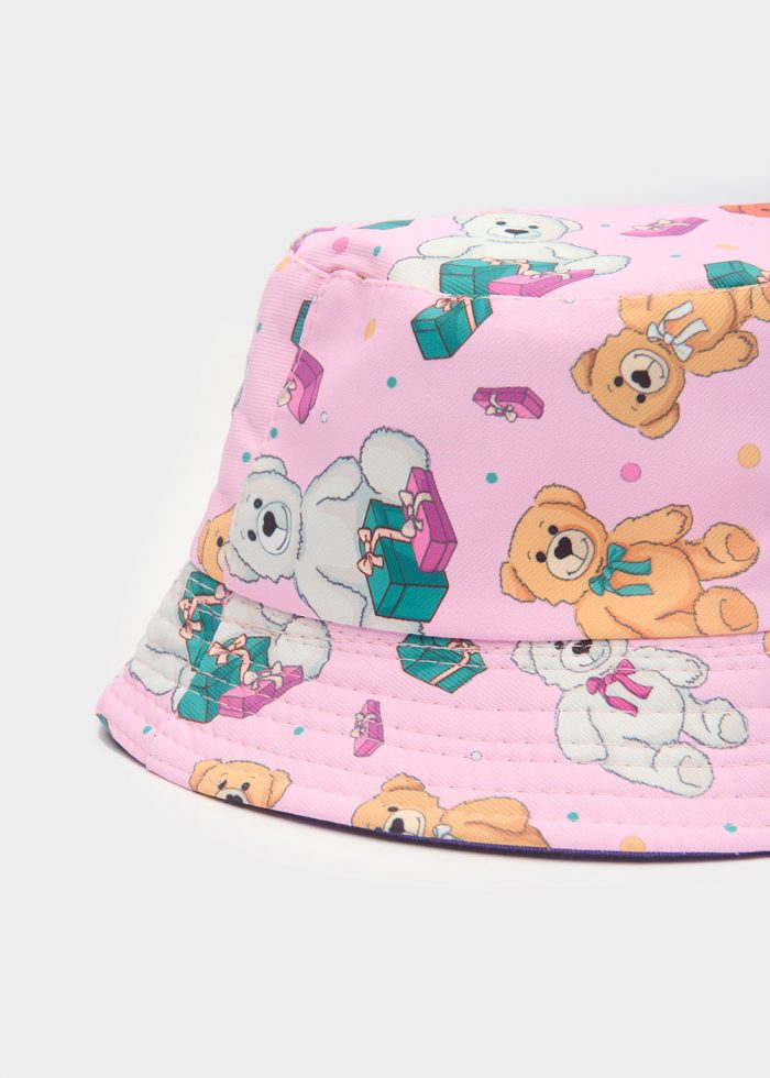 Kids Bucket Hat Double Face w/ Teddy Bear Patern - Image 3