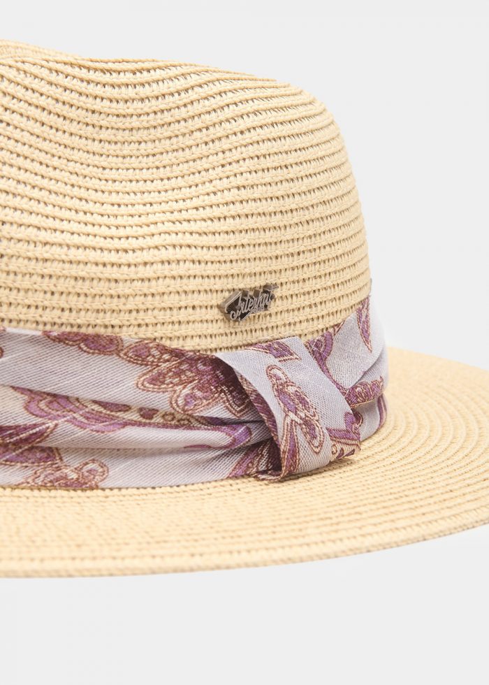 Beige Panama w/ purple bandanna - Image 3