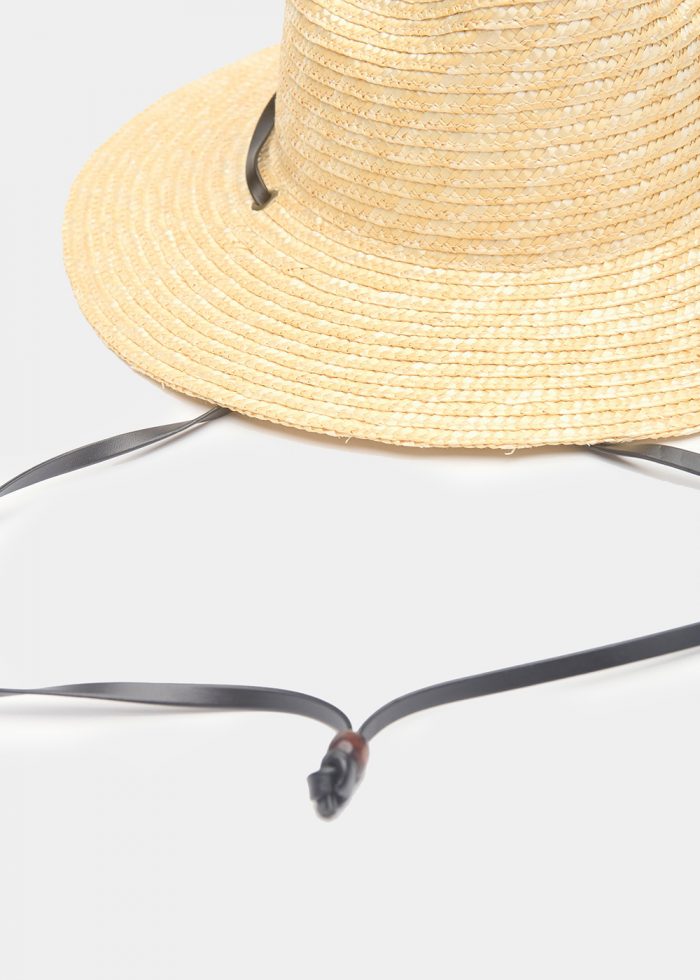 Wheat Straw Panama w/ Neck Tie Brown Leather Strap - Image 3