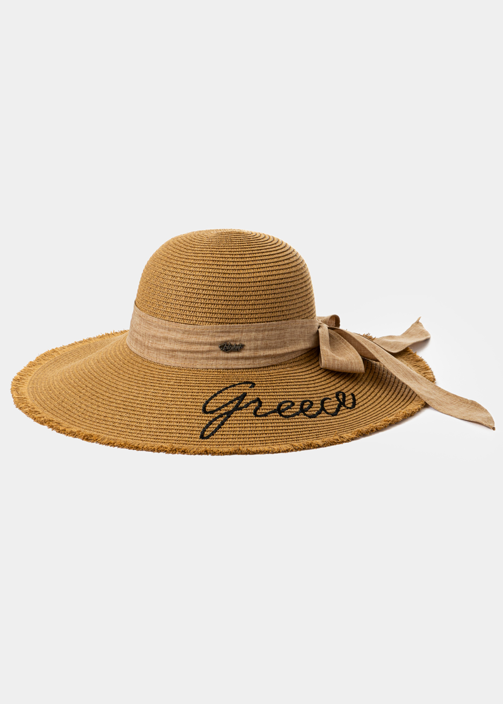 G28A6121 copy Brown "Greece" Straw Hat w/ Brown Ribbon - Image 1