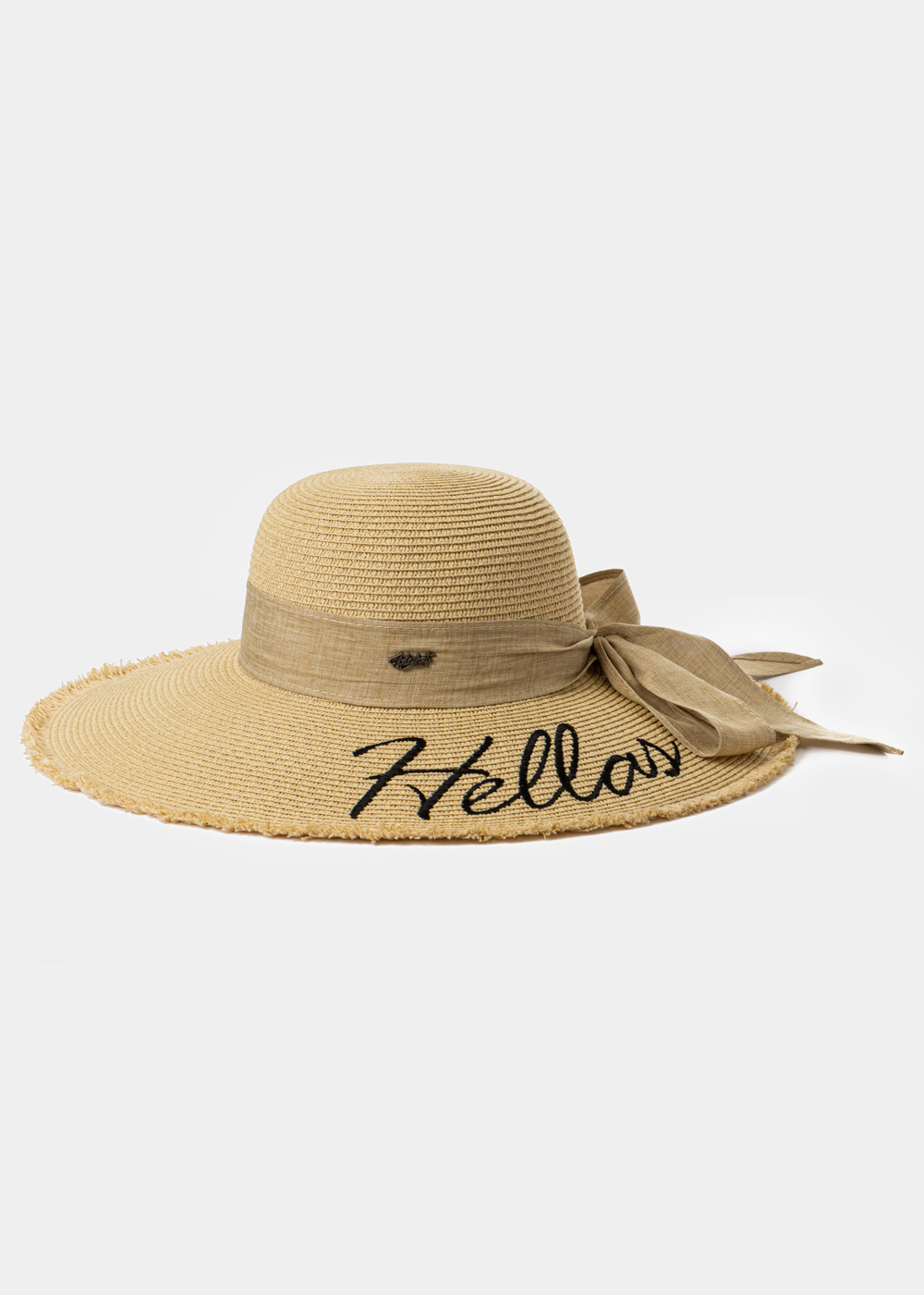 G28A6128 copy Beige "Hellas" Straw Hat w/ Beige Ribbon - Image 1