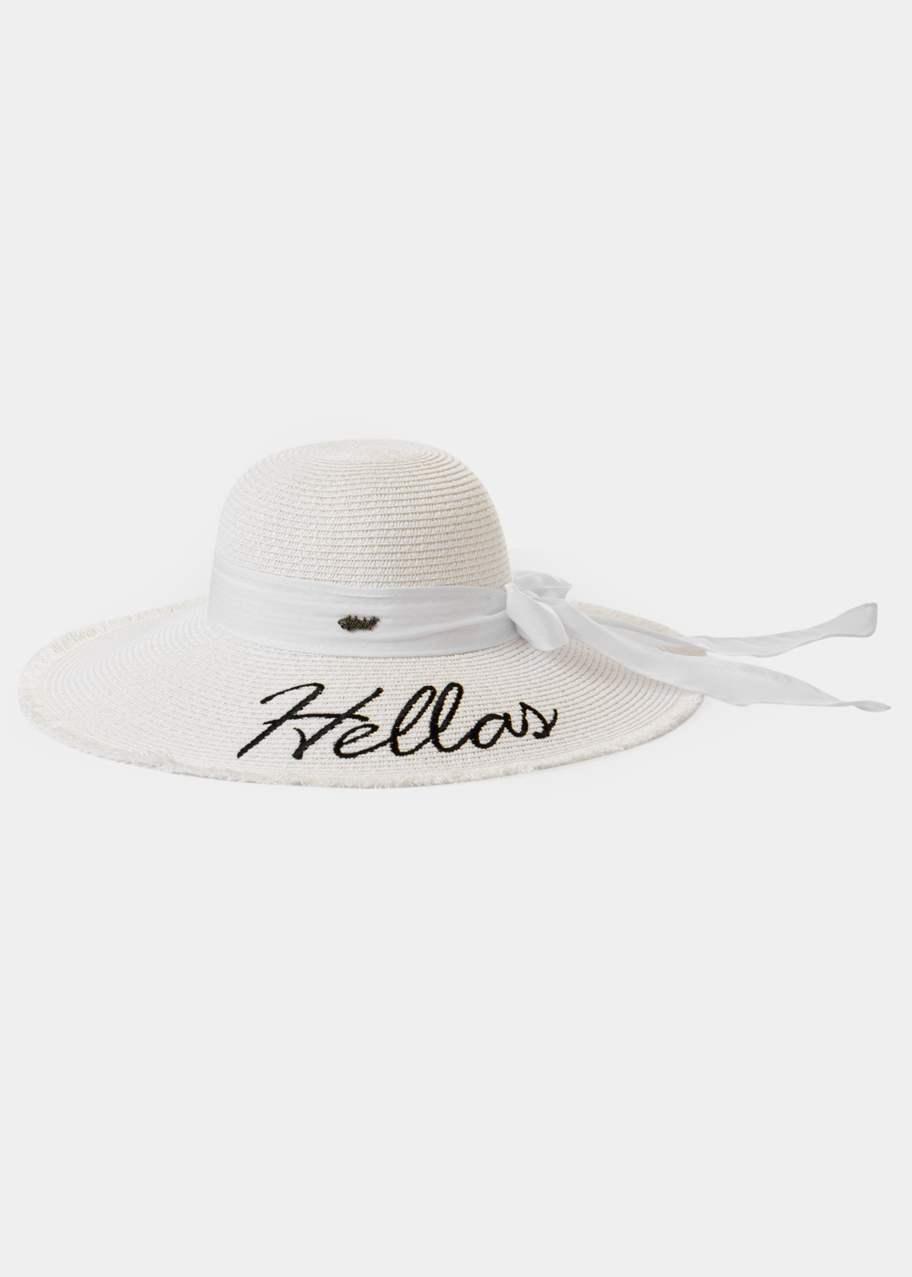 G28A6139 copy White "Hellas" Straw Hat w/ White Ribbon - Image 1