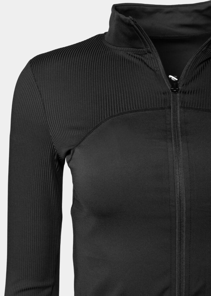 Black Ribbed Sports Jacket - Image 3