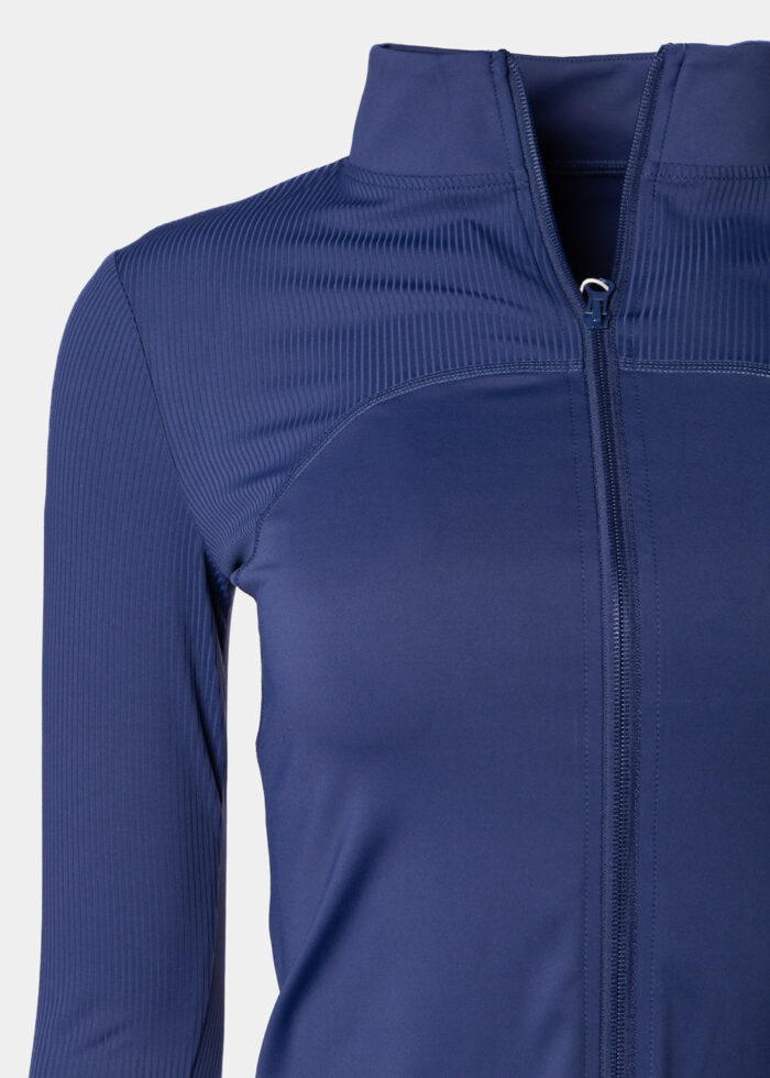 Navy Blue Ribbed Sports Jacket - Image 3